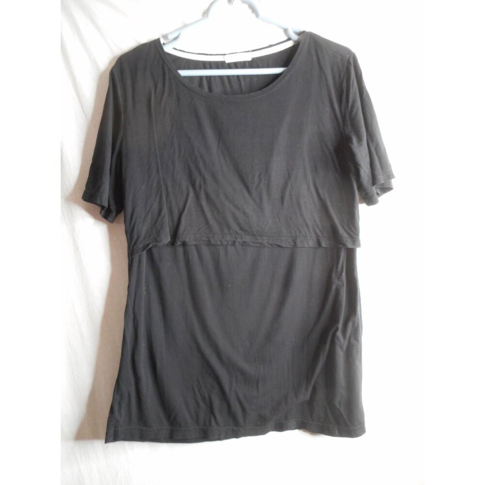 Black Maternity knit Nursing top Sz XL  by Small Show short sleeve